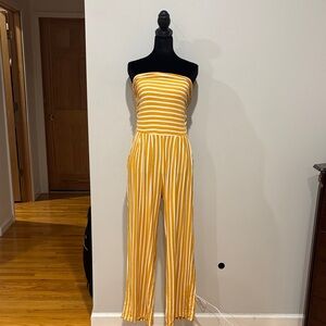Heart & Hips Mustard Striped Jumpsuit